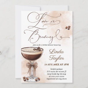 Espresso  Martini Love Is Brewing Bridal Shower  Invitation