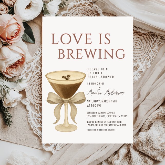 Espresso Martini Love is Brewing Bridal Shower Invitation (Creator Uploaded)