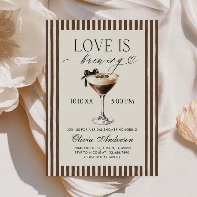 Espresso Martini Love Is Brewing Bridal Shower Invitation (Creator Uploaded)