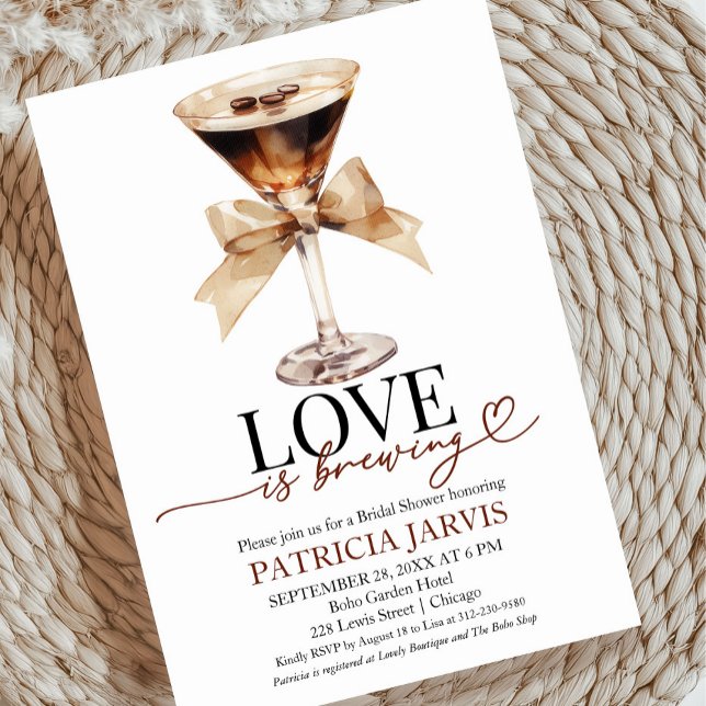 Espresso Martini Love Is Brewing Bridal Shower Invitation (Creator Uploaded)