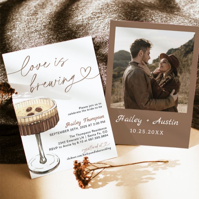 Espresso Martini Love Is Brewing Bridal Shower Invitation (Creator Uploaded)