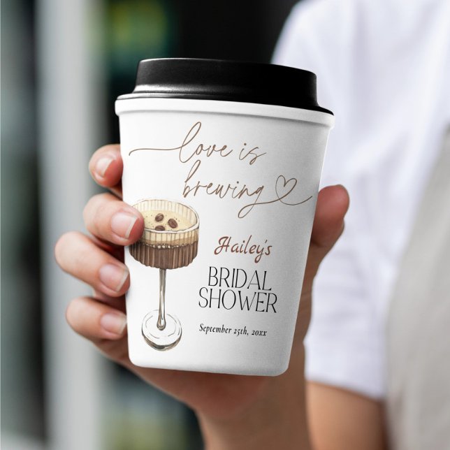 Espresso Martini Love Is Brewing Bridal Shower Paper Cups (Creator Uploaded)