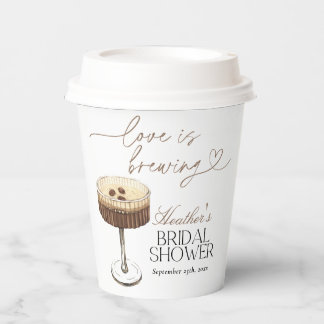 Espresso Martini Love Is Brewing Bridal Shower Paper Cups
