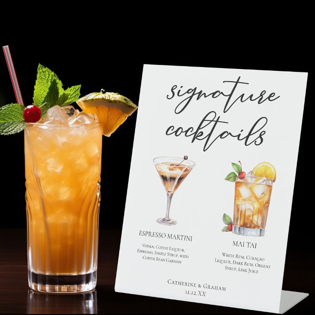 Espresso Martini Mai Tai Cocktails Wedding Menu Pedestal Sign (Creator Uploaded)