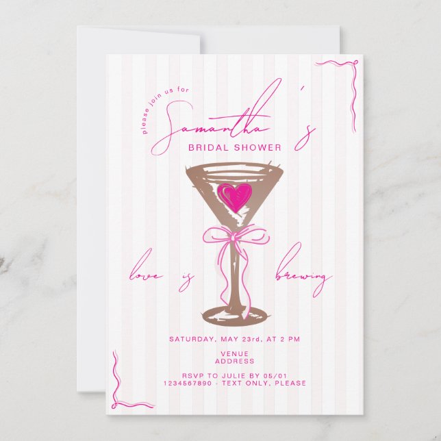 Espresso Martini Mocha Mousse Pink Bridal Shower Invitation (Front)