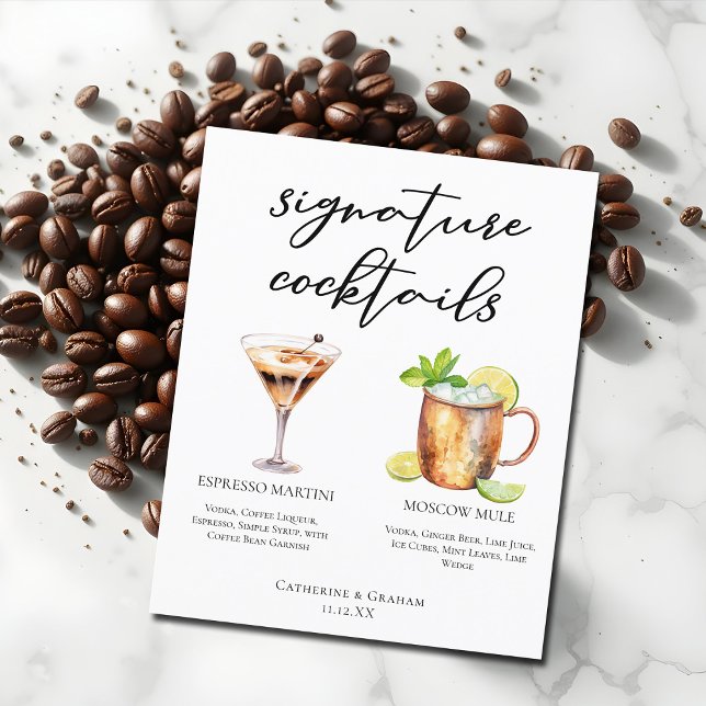 Espresso Martini Moscow Mule Cocktail Wedding Menu (Creator Uploaded)