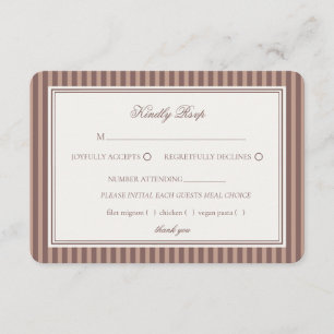 Espresso Martini Old Money Striped Wedding RSVP Enclosure Card