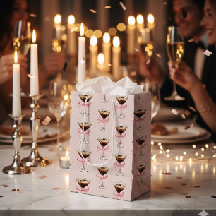 Espresso Martini Pattern Pink Medium Gift Bag