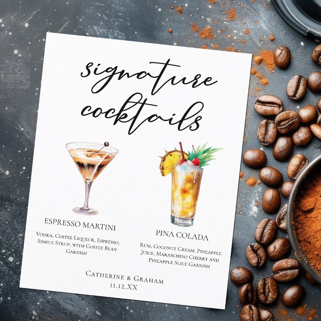 Espresso Martini Pina Colada Cocktails Menu (Creator Uploaded)