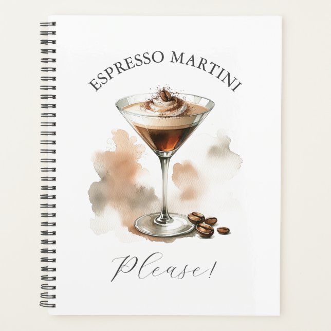 Espresso Martini Please Cute Cocktail Themed Planner (Front)