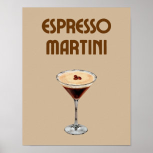 Espresso Martini Retro Tan and Brown Cocktail Poster