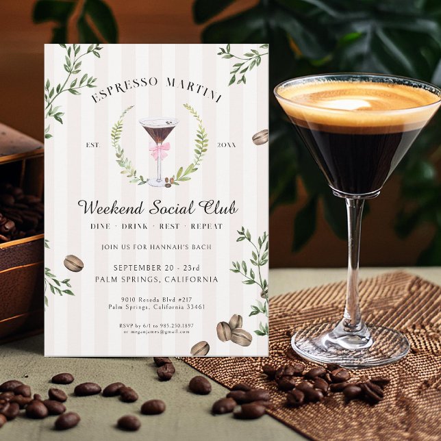 Espresso Martini Social Club | Bachelorette Party Invitation (Creator Uploaded)