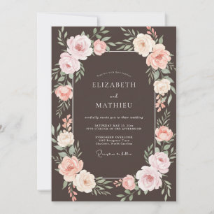 Espresso Moody Rose Wedding Invitation