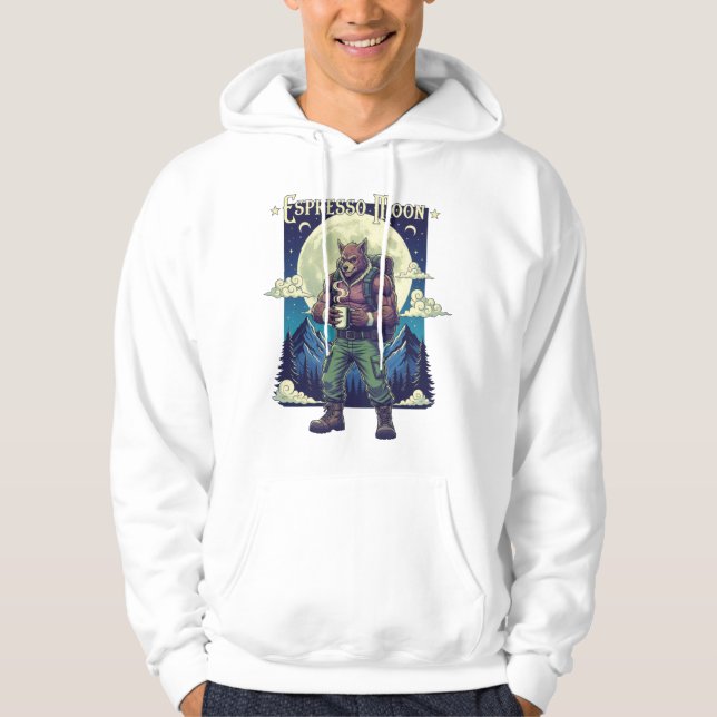Espresso Moon Werewolf Coffee Camping Illustration Hoodie (Front)