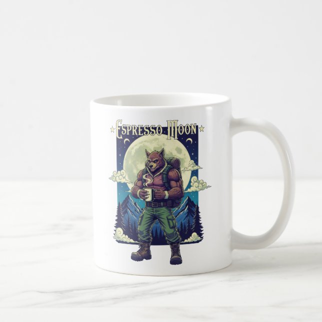 Espresso Moon Werewolf Coffee Camping Illustration Mug (Right)