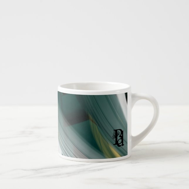 Espresso Mug Abstract Art Black White Green (Right)