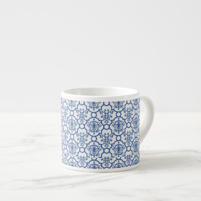Espresso Mug-Blue Damask Cup (Front Right)