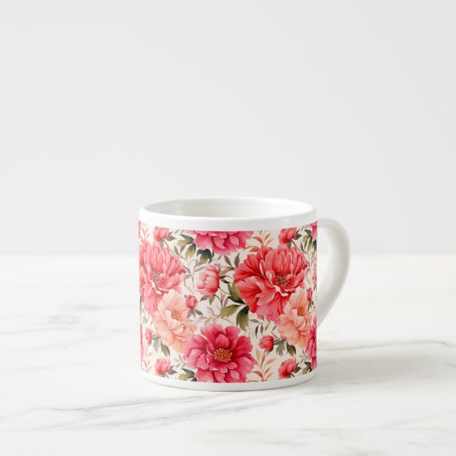 Espresso Mug-Floral Print Espresso Cup (Front Right)
