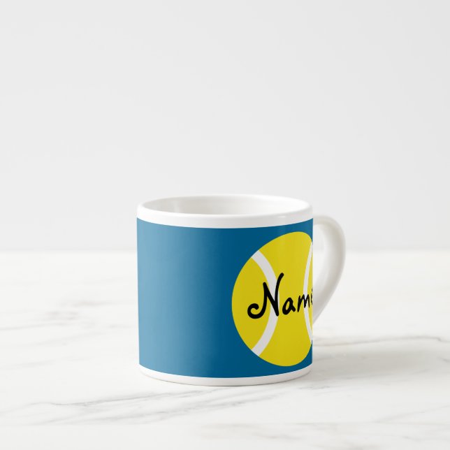 Espresso Mug with customisable tennis ball (Front Right)