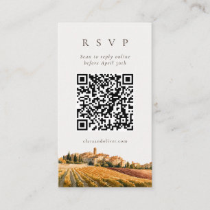 Espresso Script Tuscan Wedding QR Code RSVP Card
