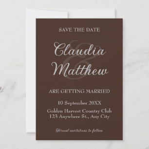 Espresso & Silver Script Photo Wedding Save The Date
