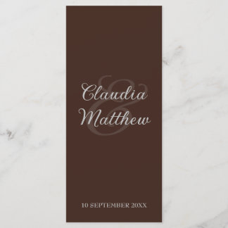Espresso & Silver Script Wedding Menu