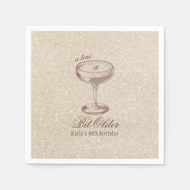 Espresso Tini Bit Older Elegant Gold Birthday Napkin (Front)