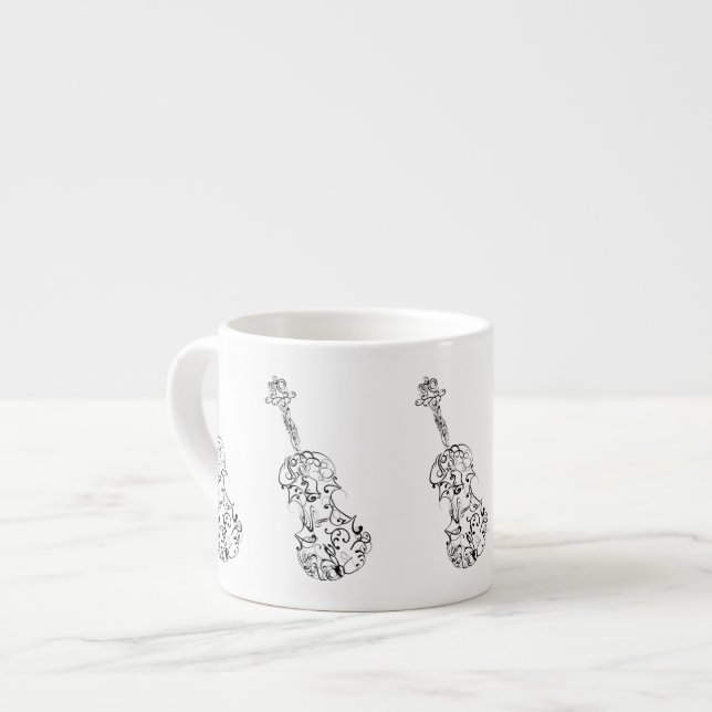 Espresso Violin Line Drawing Cup (Front Left)