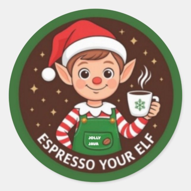 Espresso Your Elf Classic Round Sticker (Front)