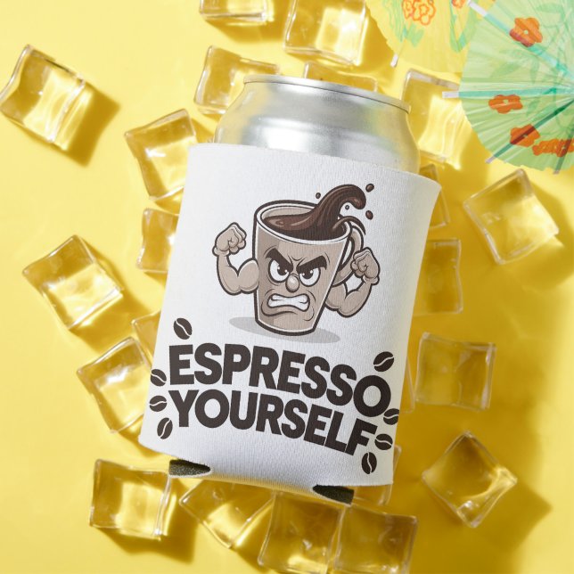 Espresso Yourself - Funny Coffee Lover Design Can Cooler (In Situ Summer)