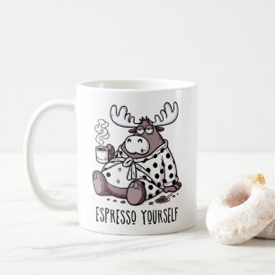 Espresso Yourself Funny Sleepy Moose Coffee Lover Mug
