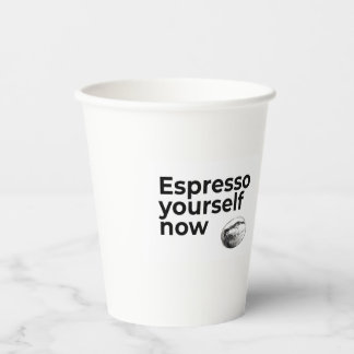 Espresso Yourself Now Coffee Quote with Bean Paper Cups