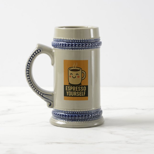 Espresso Yourself – Start Your Day with a Smile Beer Stein (Left)