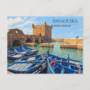 Essaouira Blue Boats Harbour Photo Morocco Postcard