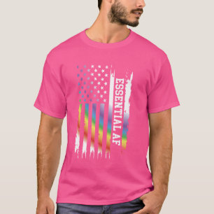 Essential Af United States Distressed Rainbow w US T-Shirt