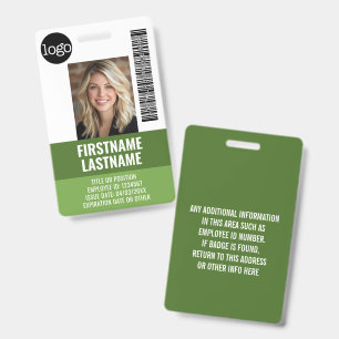 Essential Employee ID Photo, Bar Code, Logo, Title Badge