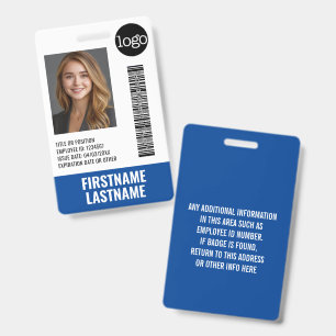 Essential Employee ID Photo, Bar Code, Logo, Title Badge