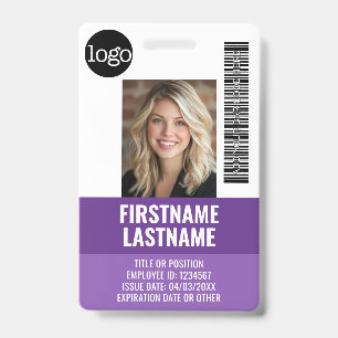 Essential Employee ID Photo, Bar Code, Logo, Title Badge