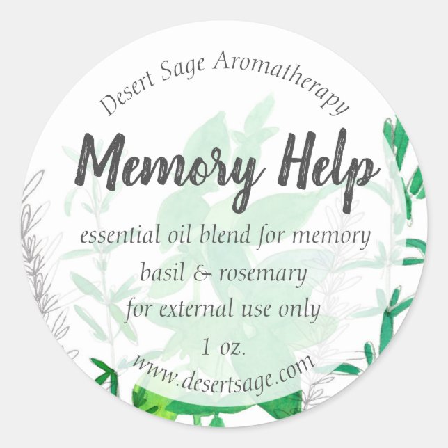 Essential Oil Product Label Rosemary Basil Custom (Front)