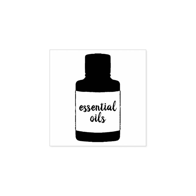 Essential Oils Cosmetic Bottle with Custom Text Rubber Stamp (Imprint)