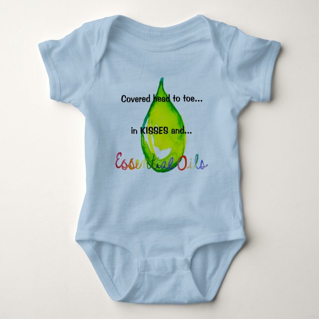 Essential Oils head to toe green drop Baby Bodysuit (Front)