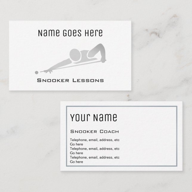 "Essential" Snooker Business Cards (Front/Back)
