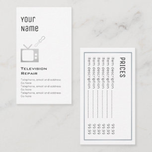 "Essential" Television Repair Price Cards