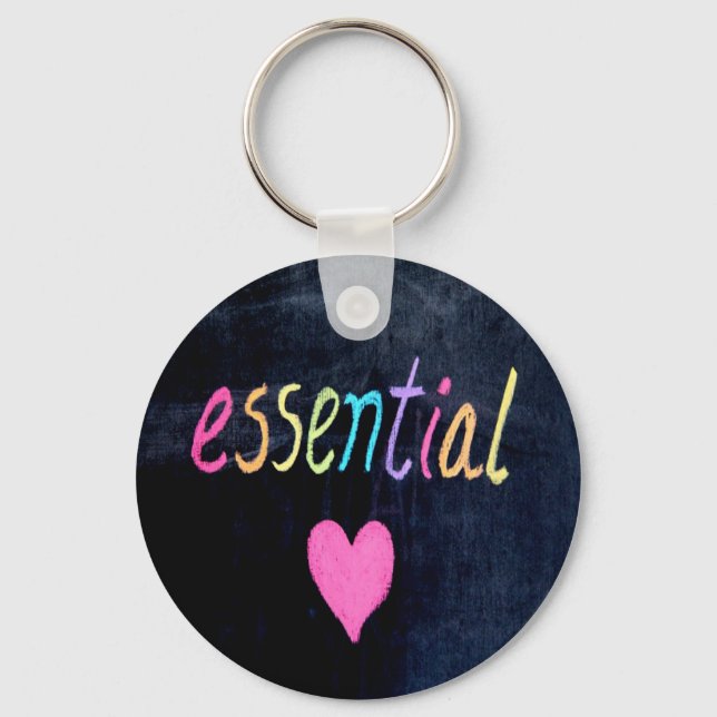 Essential Worker Support Heart on Chalk Board Key Ring (Front)