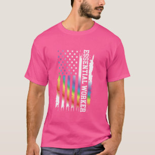 Essential Worker United States Distressed Rainbow T-Shirt