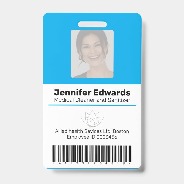 Essential workers identification ID barcode entry Badge (Front)