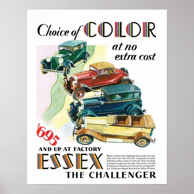 Essex Challenger Car Vintage Art Print Poster (Front)