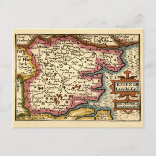 Essex County England Old Antiquarian Atlas Map Postcard