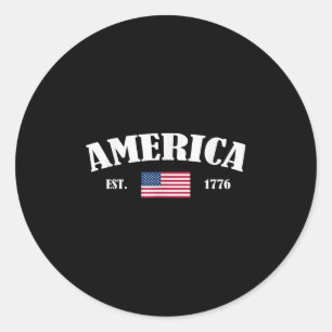 Est 1776 Patriotic Us American Flag 4th Of July Am Classic Round Sticker