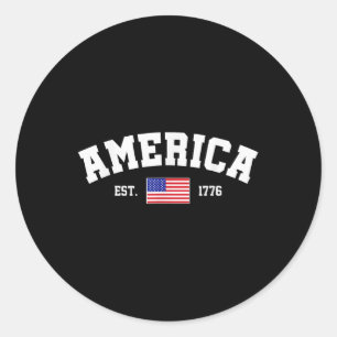 Est 1776 Patriotic Us American Flag 4th Of July Am Classic Round Sticker